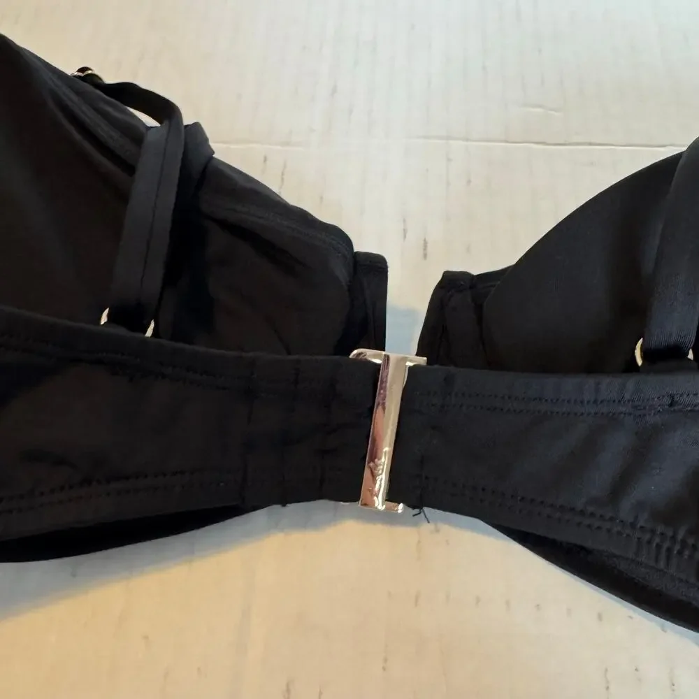 Anne Cole V-Wire Bikini Top Black Women's Swimwear Swimsuit Top 36DD NWT